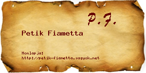 Petik Fiametta névjegykártya